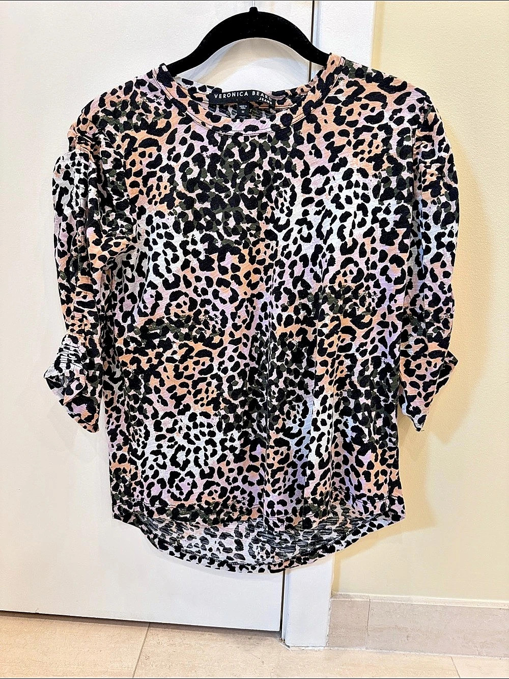 Veronica Beard Animal Print shirt in Pink & Black Medium